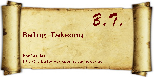 Balog Taksony névjegykártya