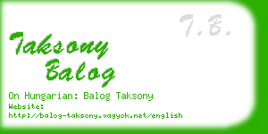 taksony balog business card